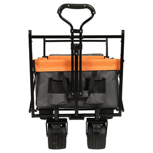 English Elm 480lbs Foldable All-terrain Wagon with Canopy Mosquito Net for Camping Outdoor Orange W2932P253227