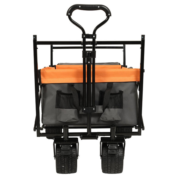 English Elm 480lbs Foldable All-terrain Wagon with Canopy Mosquito Net for Camping Outdoor Orange W2932P253227