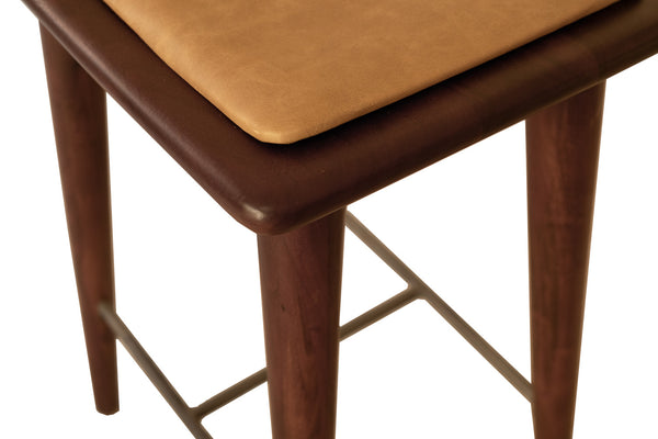 Homeroots 24" Cream And Brown Solid Wood Backless Counter Height Bar Chair   515490