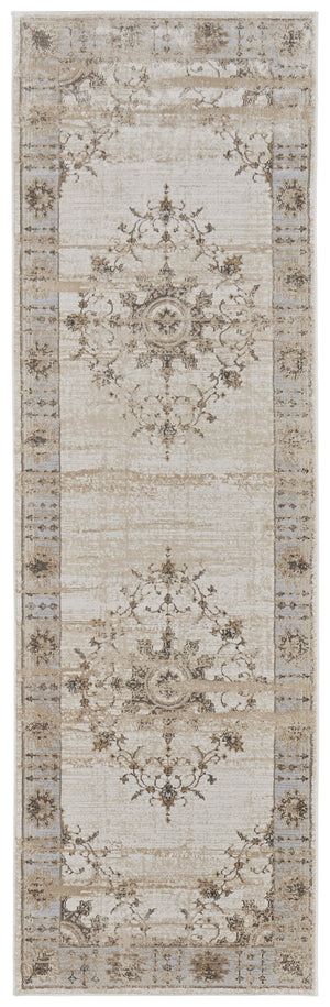 Homeroots 8' Brown And Ivory Oriental Power Loom Distressed Runner Rug  Viscose,Polyester 515495