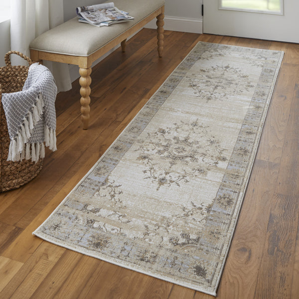 Homeroots 8' Brown And Ivory Oriental Power Loom Distressed Runner Rug  Viscose,Polyester 515495