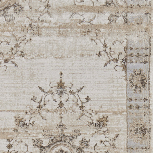 Homeroots 8' Brown And Ivory Oriental Power Loom Distressed Runner Rug  Viscose,Polyester 515495