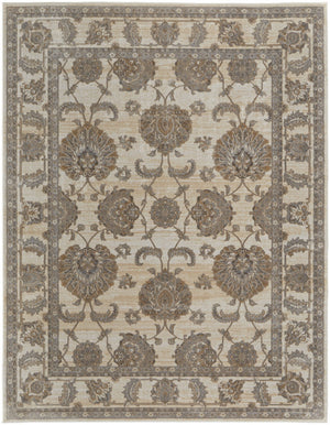 HomeRoots 9' Elegant Tan and Brown Oriental Area Rug - Luxurious Viscose Pile for Timeless Home Decor Style 5' X 8' 515499