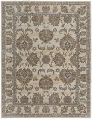 HomeRoots 9' Elegant Tan and Brown Oriental Area Rug - Luxurious Viscose Pile for Timeless Home Decor Style 8' X 10' 515500