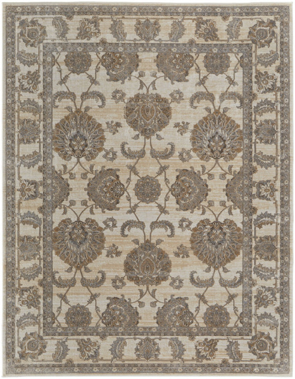 HomeRoots 9' Elegant Tan and Brown Oriental Area Rug - Luxurious Viscose Pile for Timeless Home Decor Style 8' X 10' 515500