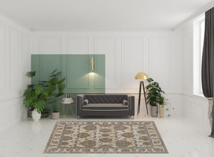 HomeRoots 9' Elegant Tan and Brown Oriental Area Rug - Luxurious Viscose Pile for Timeless Home Decor Style 8' X 10' 515500