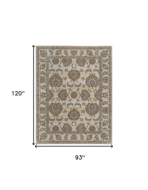 HomeRoots 9' Elegant Tan and Brown Oriental Area Rug - Luxurious Viscose Pile for Timeless Home Decor Style 8' X 10' 515500