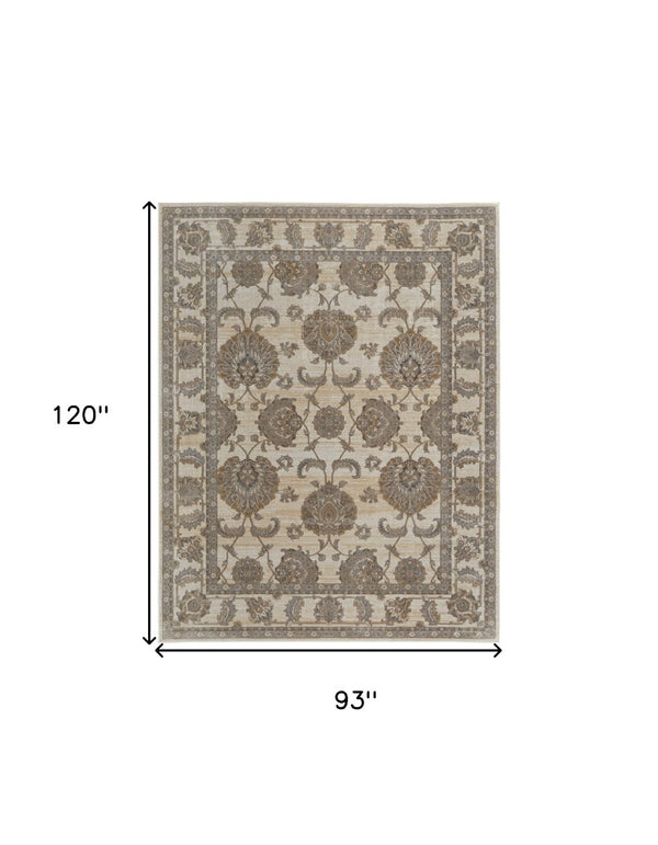 HomeRoots 9' Elegant Tan and Brown Oriental Area Rug - Luxurious Viscose Pile for Timeless Home Decor Style 8' X 10' 515500