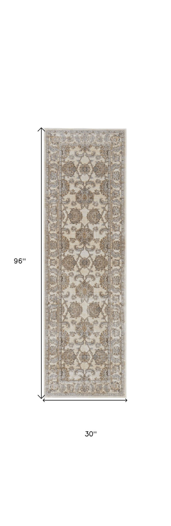 HomeRoots 9' Elegant Tan and Brown Oriental Area Rug - Luxurious Viscose Pile for Timeless Home Decor Style 8' Runner 515501