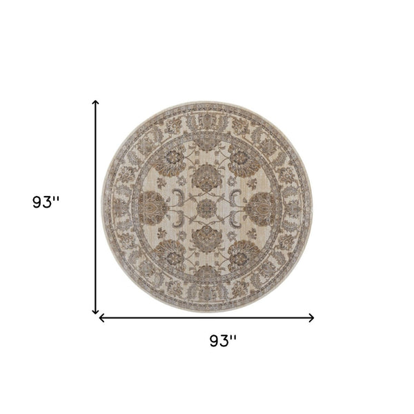 HomeRoots 9' Elegant Tan and Brown Oriental Area Rug - Luxurious Viscose Pile for Timeless Home Decor Style 8' Round 515502