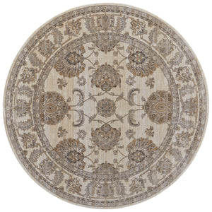 HomeRoots 9' Elegant Tan and Brown Oriental Area Rug - Luxurious Viscose Pile for Timeless Home Decor Style 8' Round 515502