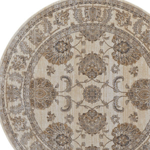 HomeRoots 9' Elegant Tan and Brown Oriental Area Rug - Luxurious Viscose Pile for Timeless Home Decor Style 8' Round 515502