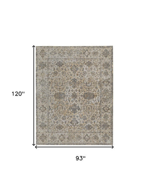 HomeRoots 9' Elegant Gray Ivory Tan Oriental Area Rug – Luxurious Design, Durable, Ideal for Any Room Decor 8' X 10' 515506