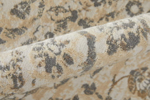 HomeRoots 9' Elegant Gray Ivory Tan Oriental Area Rug – Luxurious Design, Durable, Ideal for Any Room Decor 8' X 10' 515506