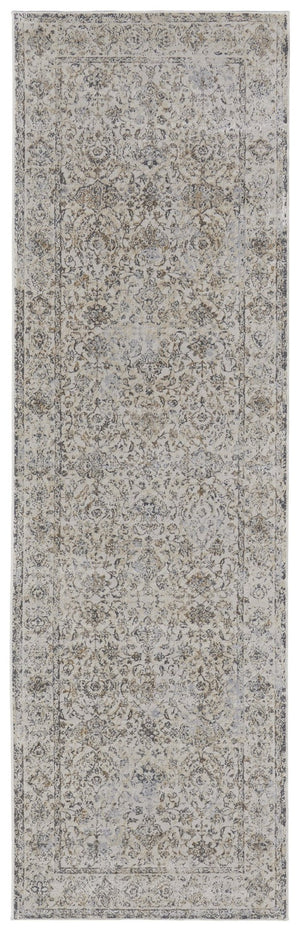 HomeRoots 9' Elegant Gray Ivory Tan Oriental Area Rug – Luxurious Design, Durable, Ideal for Any Room Decor 8' Runner 515507