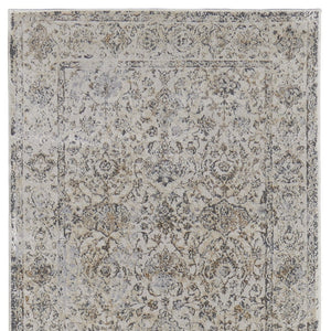 HomeRoots 9' Elegant Gray Ivory Tan Oriental Area Rug – Luxurious Design, Durable, Ideal for Any Room Decor 8' Runner 515507