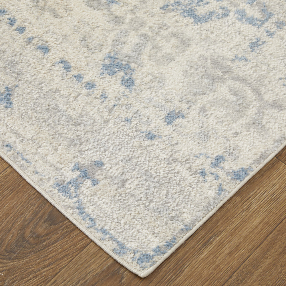 Homeroots 8' X 10' Blue And Ivory Power Loom Distressed Area Rug  Polypropylene 515516