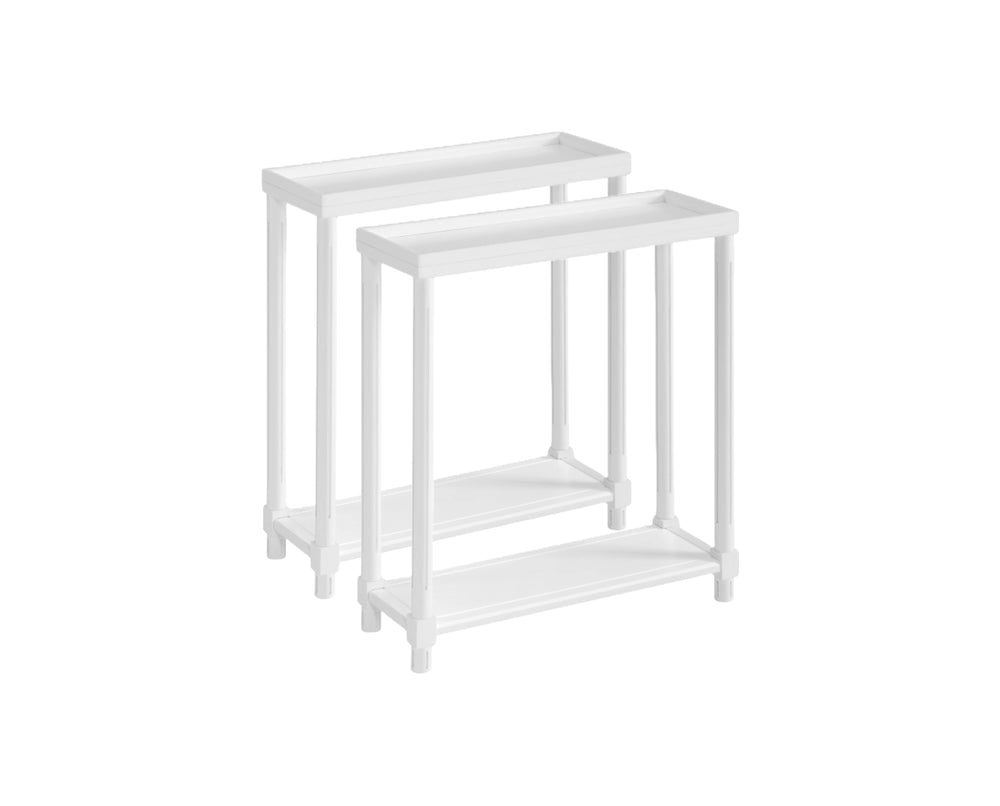 Homeroots Set Of Two 24" White Wood Rectangular End Tables With Shelf   515519