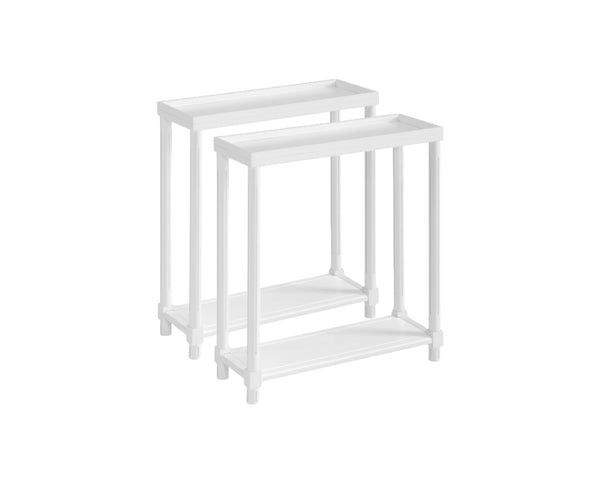 Homeroots Set Of Two 24" White Wood Rectangular End Tables With Shelf   515519