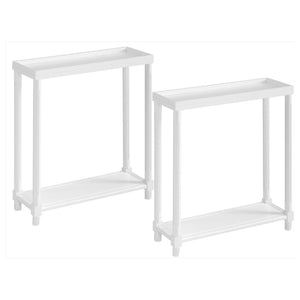 HomeRoots Set of Two 24" White Wood Rectangular End Tables with Distressed Finish and Lower Shelf Storage 515519