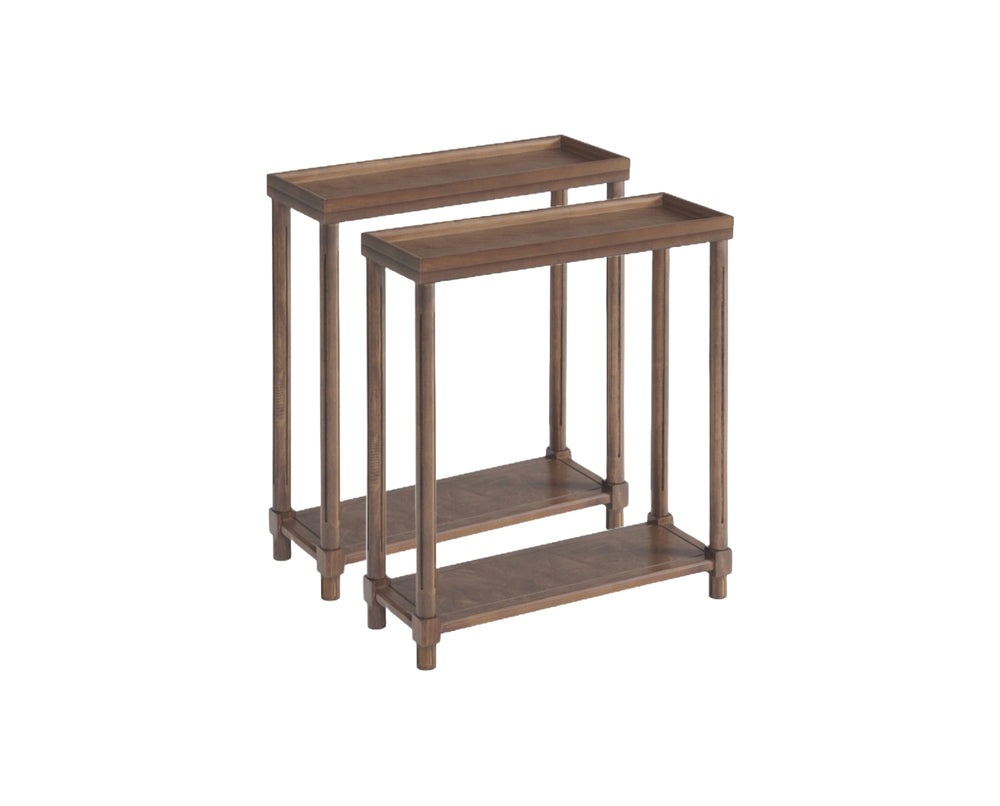 Homeroots Set Of Two 24" Brown Wood Rectangular End Tables With Shelf   515520