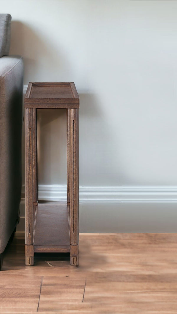 Homeroots Set Of Two 24" Brown Wood Rectangular End Tables With Shelf   515520