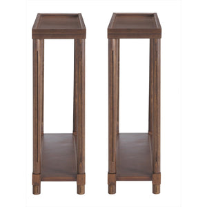 HomeRoots Set of Two 24" Brown Wood End Tables with Shelf - Rustic Charm for Living Room or Bedroom Use 515520
