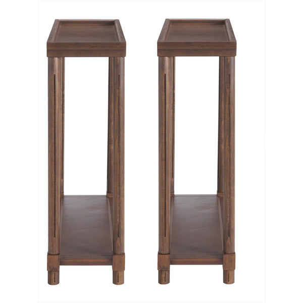 HomeRoots Set of Two 24" Brown Wood End Tables with Shelf - Rustic Charm for Living Room or Bedroom Use 515520