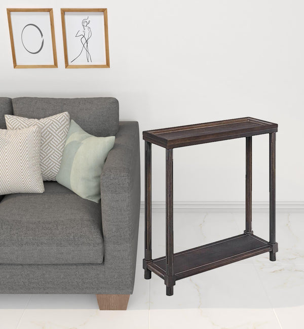 Homeroots Set Of Two 24" Espresso Solid Wood End Tables With Shelf   515521