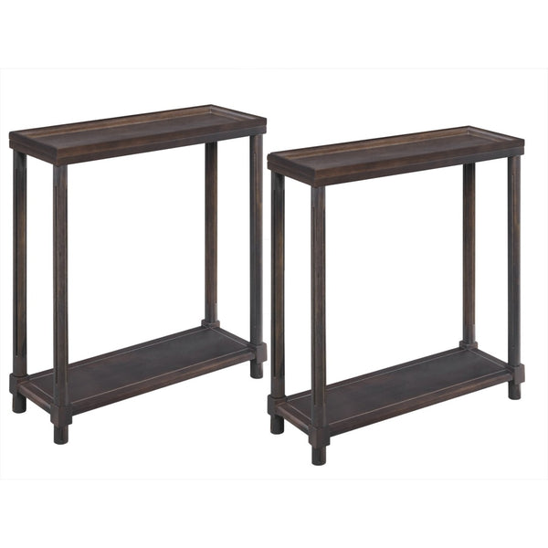 HomeRoots Set of Two 24" Espresso Solid Wood End Tables with Shelf - Stylish, Versatile & Functional Design 515521
