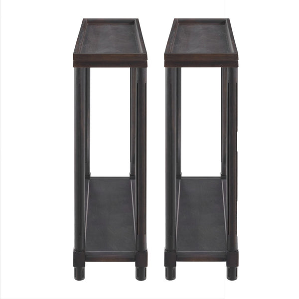 HomeRoots Set of Two 24" Espresso Solid Wood End Tables with Shelf - Stylish, Versatile & Functional Design 515521