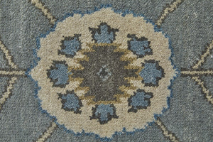 HomeRoots 8' Hand-Knotted Wool Floral Area Rug in Blue-Gray & Taupe – Stain Resistant, Timeless Elegance for Every Room 2' X 3' 515523