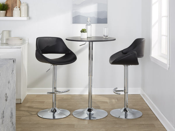 English Elm Contemporary Hydraulic Lift Bar Table with Wooden Top and Matte Black Metal Base B202P223299