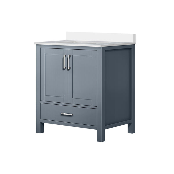 English Elm Dark Grey 30 in Bath Vanity with White Quartz Top, Solid Wood Frame, Soft-Close Drawers, Storage Durable Finish B2731P258785
