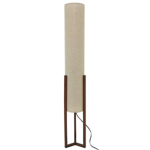 English Elm Arc Floor Lamp with Walnut Base and Drum Shade for Reading or Bedroom Ambiance B183P315102