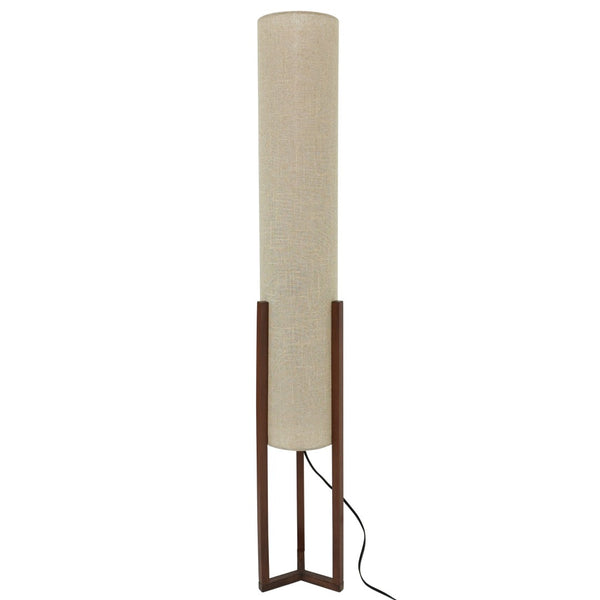 English Elm Arc Floor Lamp with Walnut Base and Drum Shade for Reading or Bedroom Ambiance B183P315102