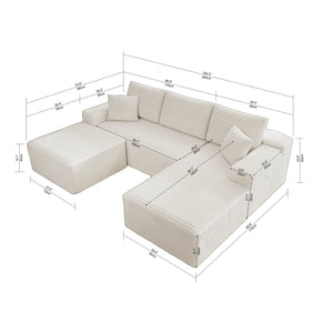 English Elm 104.3*70.8"Modular 104.3*70.8" Modular Sectional Sofa - Plush Corduroy, No Assembly, Versatile 3-Piece Design For Any Space W3819S00030