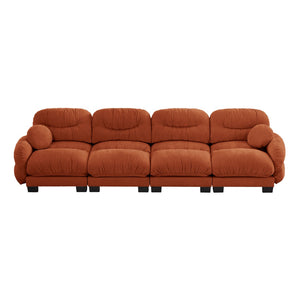 English Elm Pleated Chenille Modular Sofa with Ergonomic Foam Cushions and Sculptural Curved Armrests Orange W5656S00070