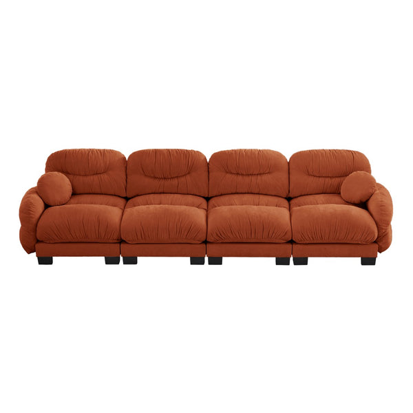 English Elm Pleated Chenille Modular Sofa with Ergonomic Foam Cushions and Sculptural Curved Armrests Orange W5656S00070