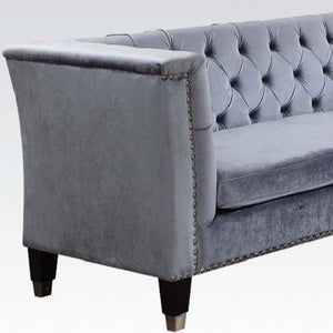 Homeroots 70" Blue Gray And Black Velvet Loveseat   515667