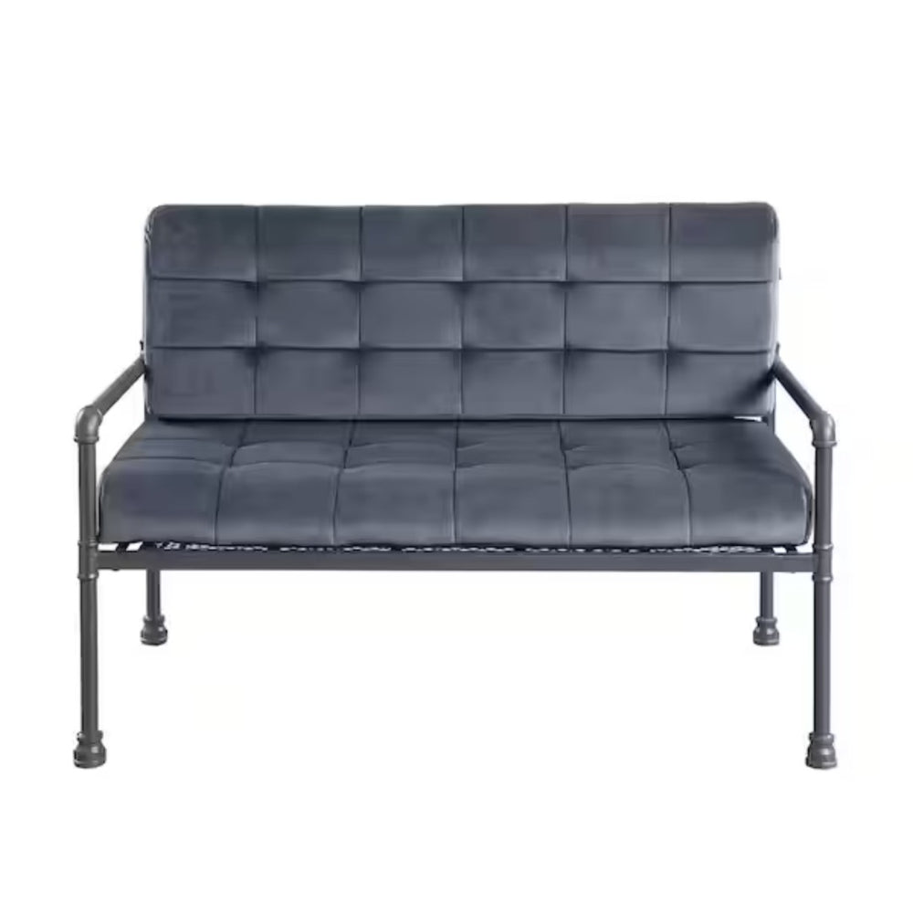 HomeRoots 51" Gray Velvet Loveseat - Elegant Tufted Seating for Modern Living Rooms, Apartments & Offices 515671
