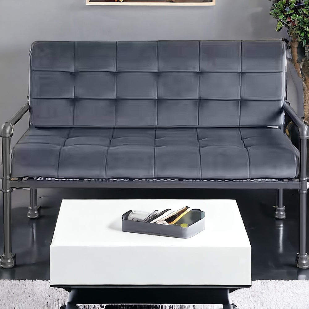 HomeRoots 51" Gray Velvet Loveseat - Elegant Tufted Seating for Modern Living Rooms, Apartments & Offices 515671