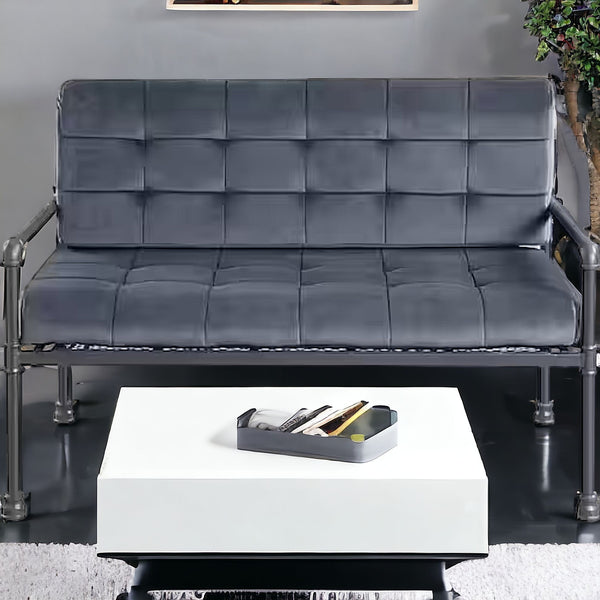 Homeroots 51" Gray Velvet Loveseat   515671