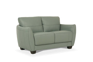 Homeroots 57" Green Blue And Espresso Leather Loveseat   515675