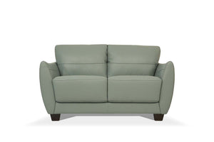 Homeroots 57" Green Blue And Espresso Leather Loveseat   515675