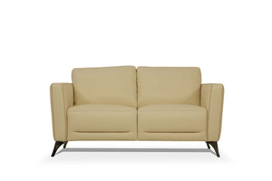 Homeroots 59" Cream And Silver Leather Loveseat   515678