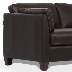 Homeroots 59" Chocolate And Brown Leather Loveseat   515679
