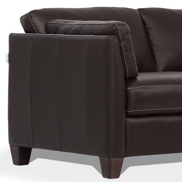 Homeroots 59" Chocolate And Brown Leather Loveseat   515679
