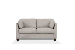 HomeRoots 59" Elegant Off White and Brown Genuine Leather Loveseat - Stylish Comfort for Modern Spaces 515680