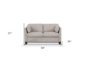 HomeRoots 59" Elegant Off White and Brown Genuine Leather Loveseat - Stylish Comfort for Modern Spaces 515680